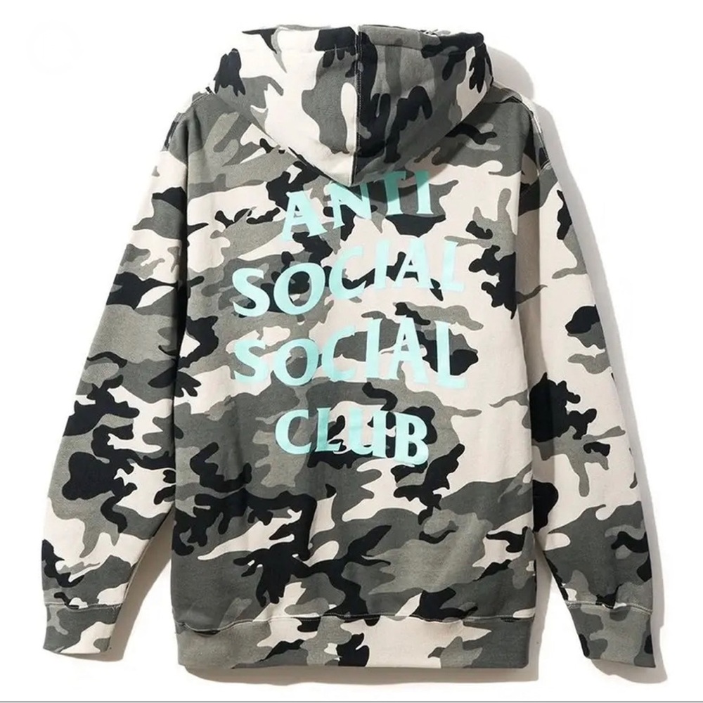 Anti Social Club ASSC Camo Teal Melrose Ave Hoodie sweatshirt
